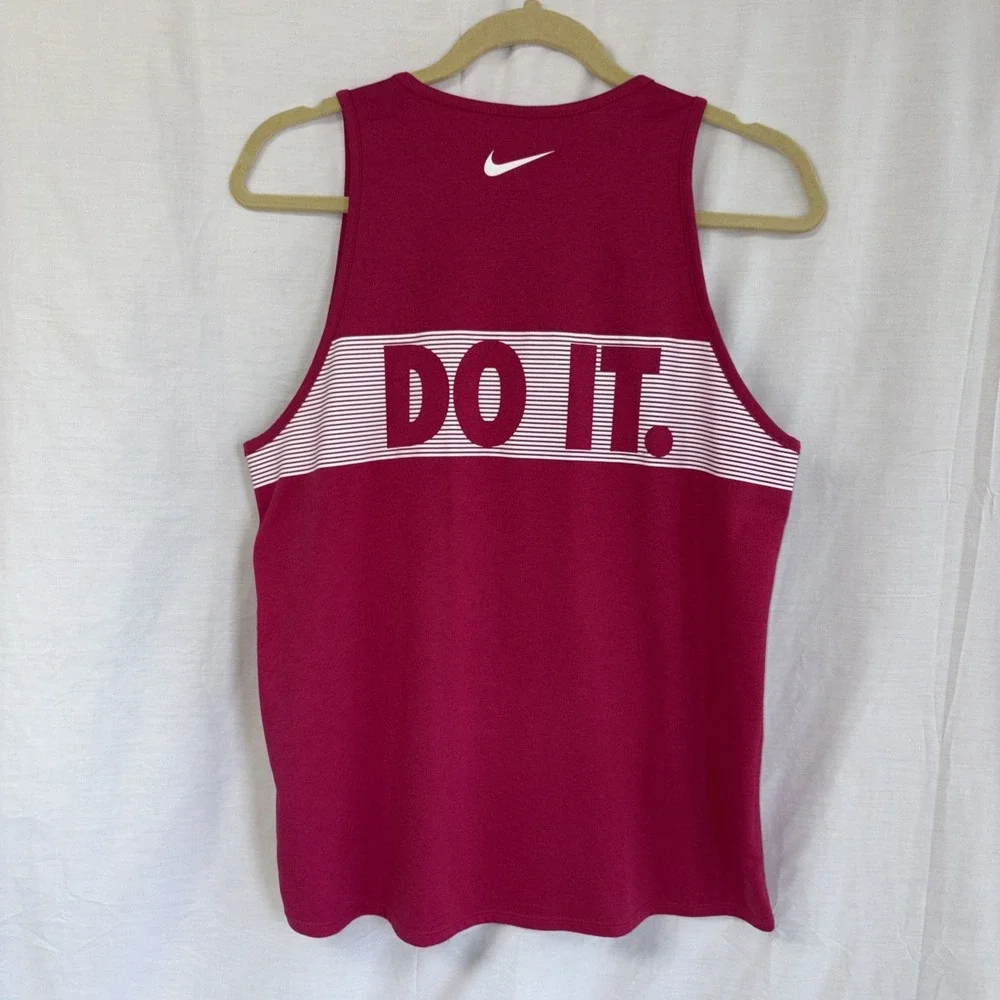 Nike Dri-Fit Tank Top Womens Medium Dark Pink Just Do It Racerback Running Top